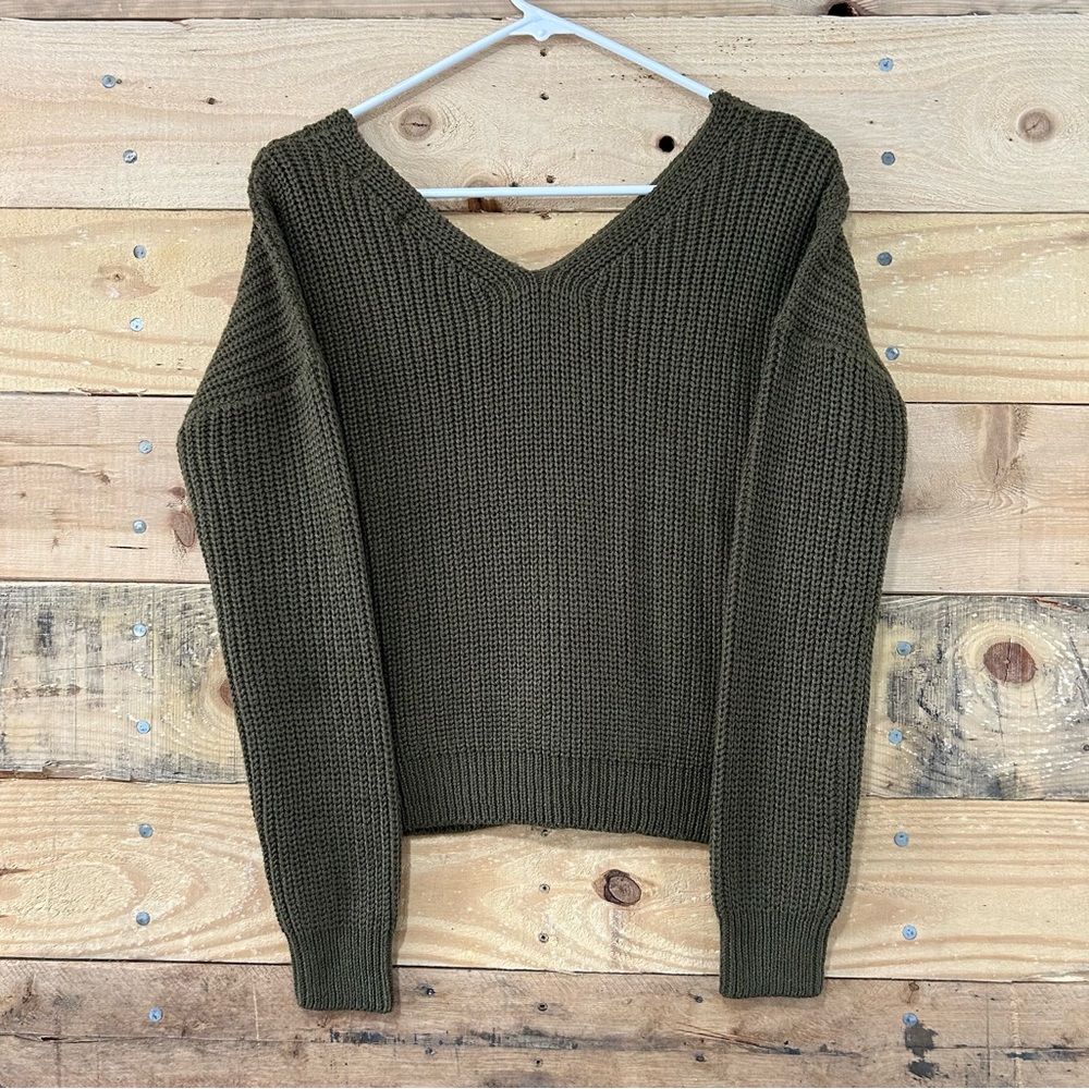 Proof Apparel, cropped sweater, cableknit, green, excellent condition, small